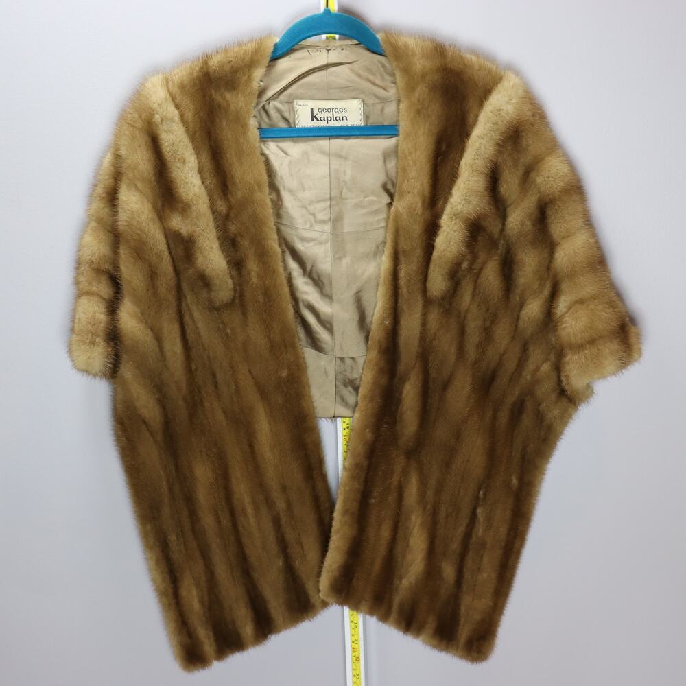 Georges Kaplan Vintage Real Mink Stole Wrap Cape Paris New‎ York